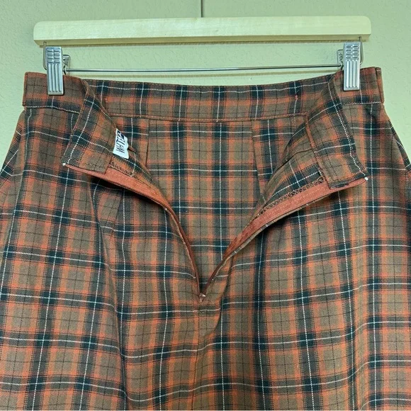 White Stag skirt women 12 vintage pleated plaid flannel mini brown - Picture 3 of 8